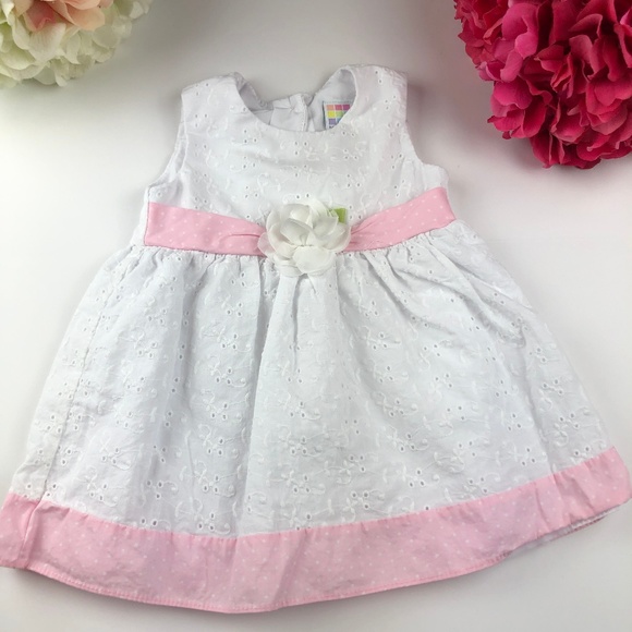 healthtex Other - Pink/White 12 Month Dress w/ Pink Cardigan